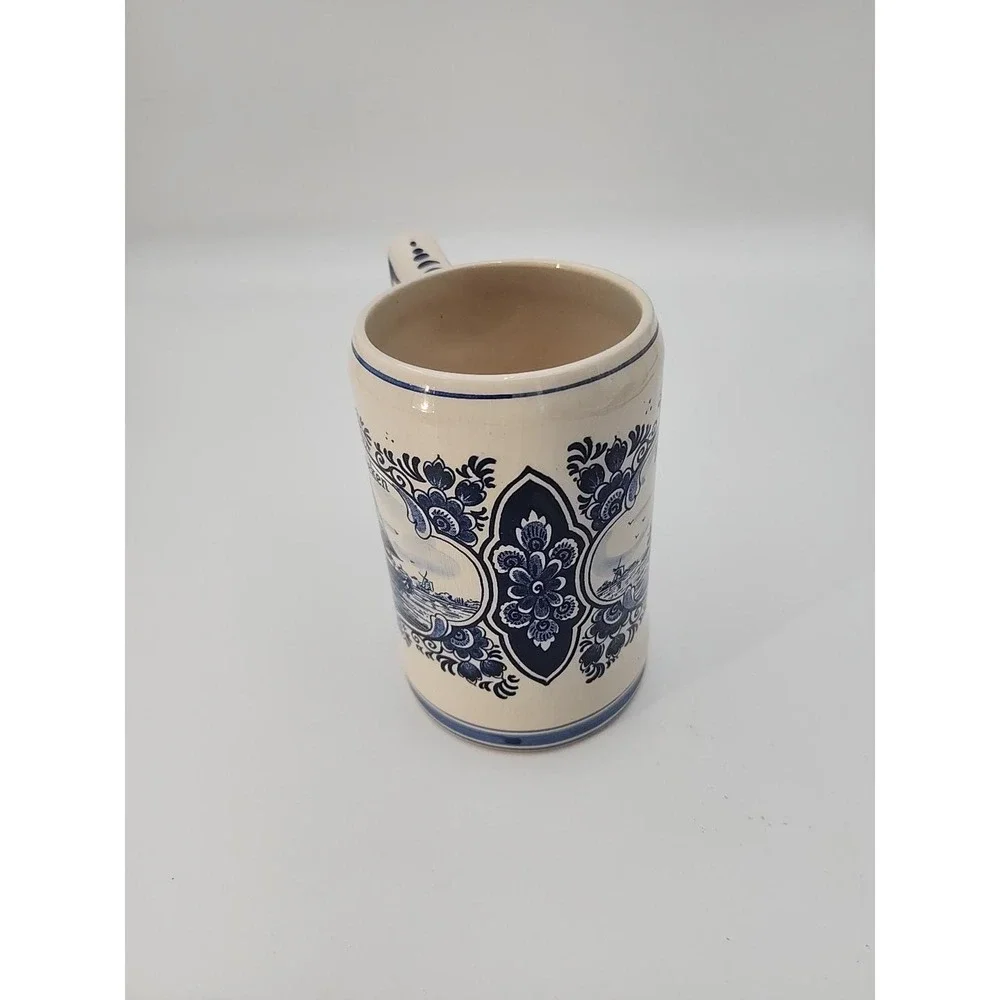 Vintage Heineken Delft Blue Holland Porcelain‎ Beer Stein Mug Windmill Dutch